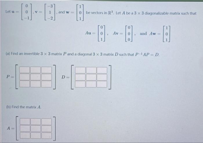 Solved Let u=⎣⎡00−1⎦⎤,v=⎣⎡−31−2⎦⎤, and w=⎣⎡101⎦⎤ be vectors | Chegg.com
