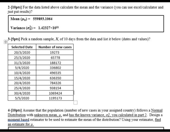 Solved 2-[10pts] For the data listed above calculate the | Chegg.com
