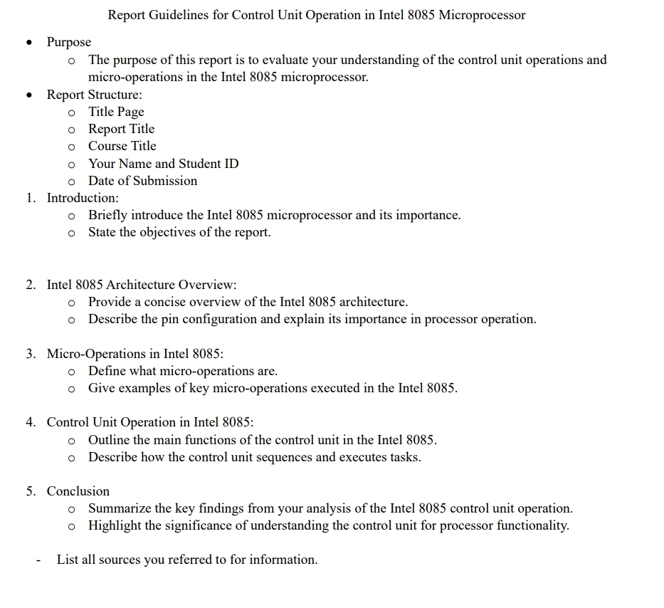 Solved Report Guidelines for Control Unit Operation in Intel | Chegg.com