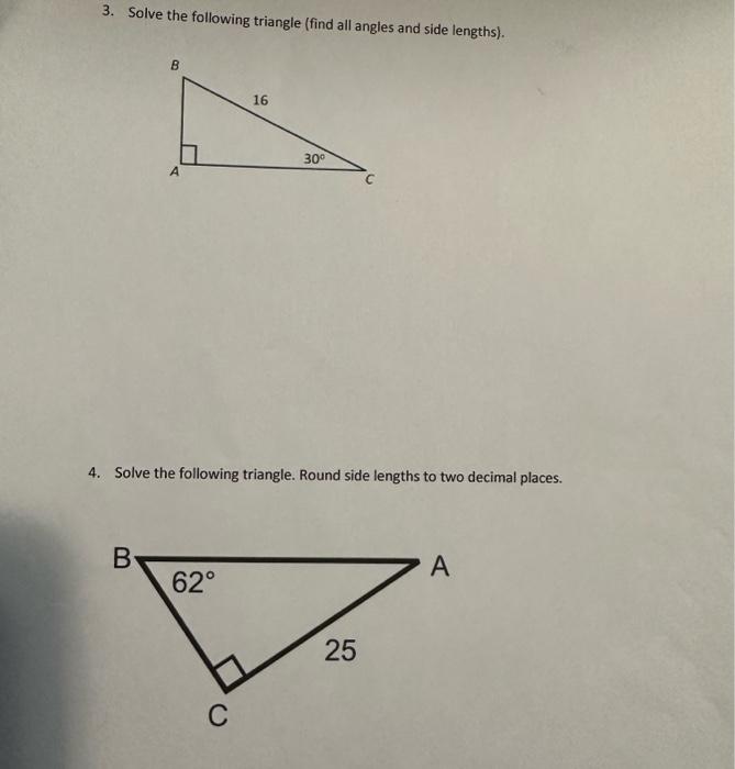 Solved 3. Solve the following triangle (find all angles and | Chegg.com