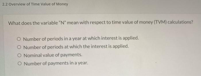 Solved 2.2 Overview of Time Value of Money What does the | Chegg.com