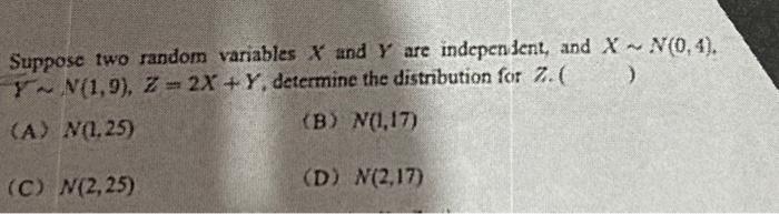 Solved Suppose Two Random Variables X And Y Are Independent 2700