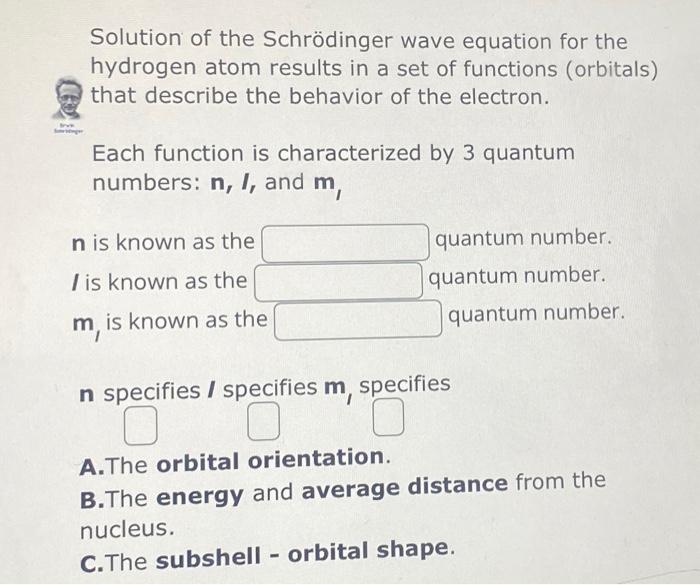 Solved Solution of the Schrödinger wave equation for the | Chegg.com