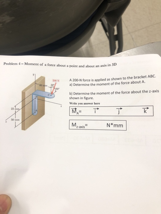 Solved Problem 4-Moment Of A Force About A Point And About | Chegg.com