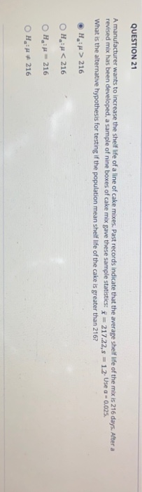 Solved Based on the information given in Q.21. Which one of | Chegg.com