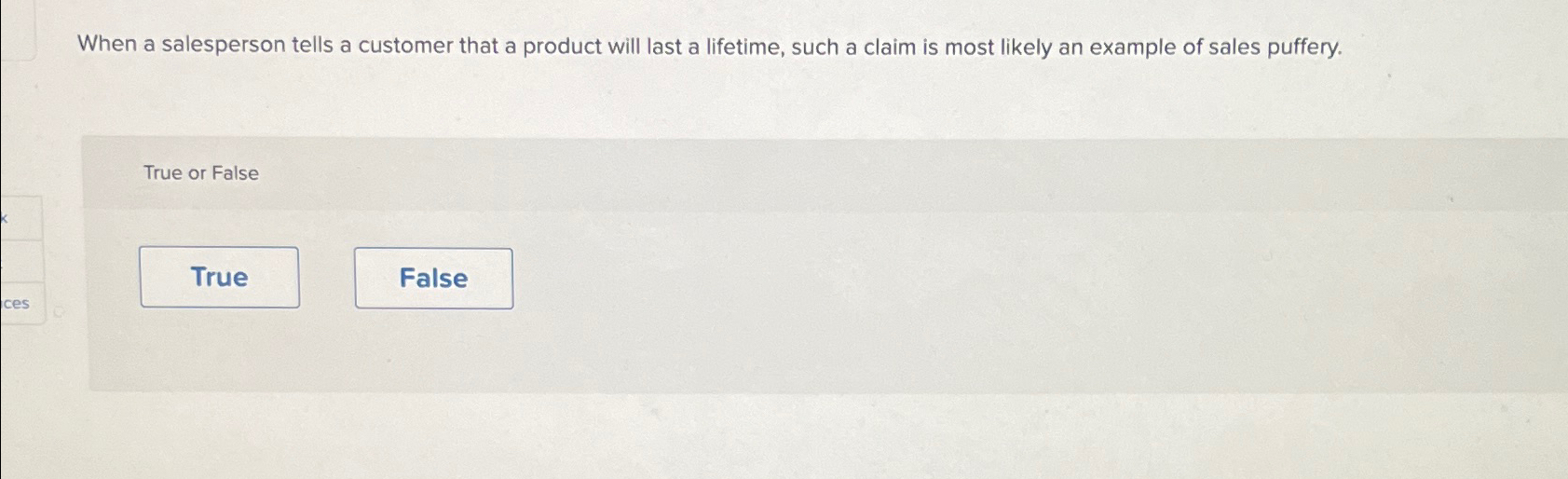 Solved When a salesperson tells a customer that a product | Chegg.com