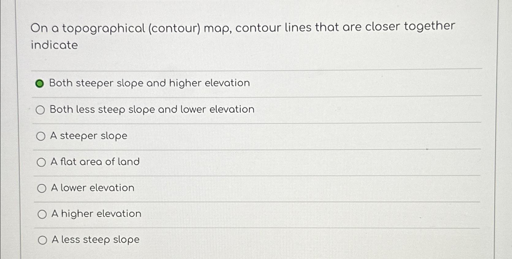 Solved On a topographical (contour) ﻿map, contour lines that | Chegg.com