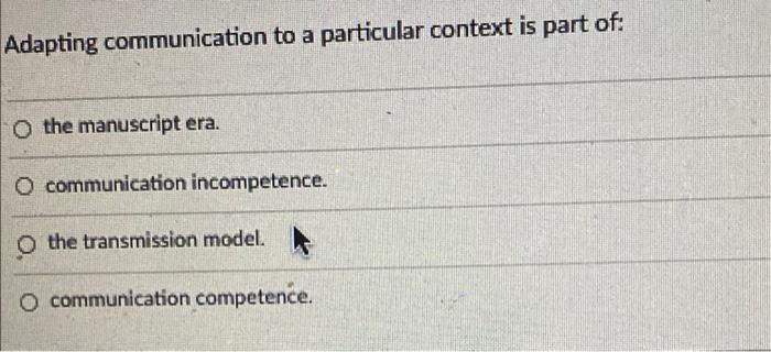 Adapting Communication To A Particular Context Is | Chegg.com