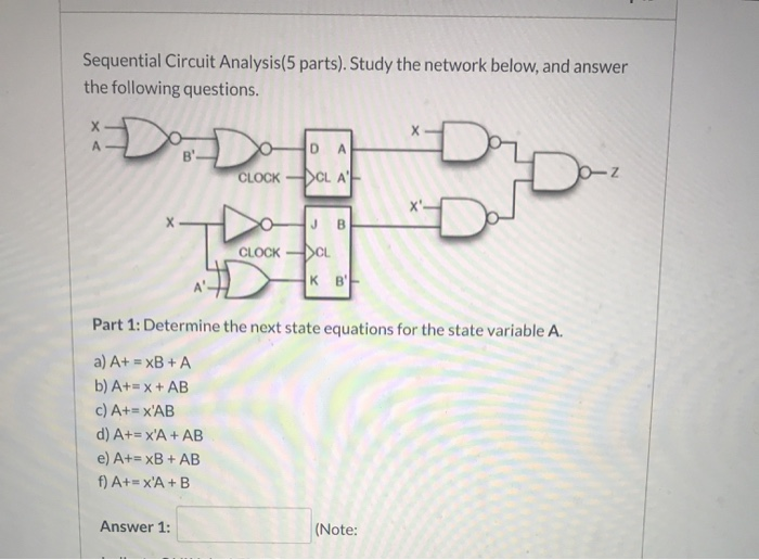 Solved Sequential Circuit Analysis(5 Parts). Study The | Chegg.com