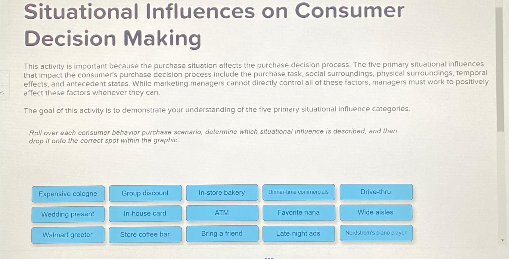 Solved Situational Influences on Consumer Decision | Chegg.com