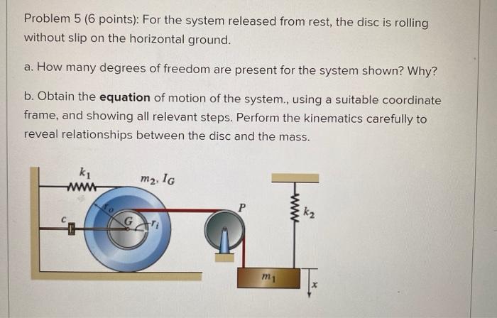 Solved Problem 5 (6 points): For the system released from | Chegg.com