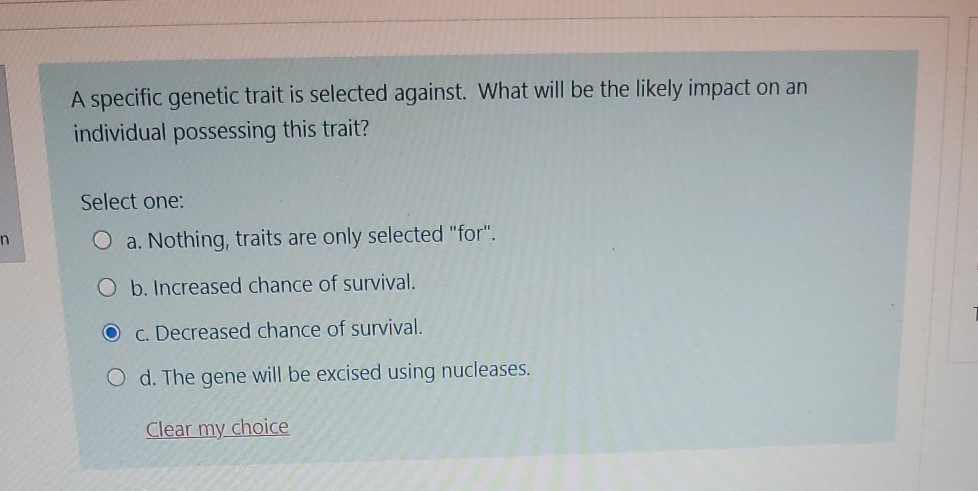 Solved: A Specific Genetic Trait Is Selected Against. What... | Chegg.com