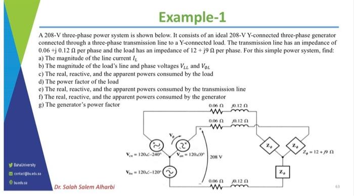 Solved A 208-V Three-phase Power System Is Shown Below. It | Chegg.com