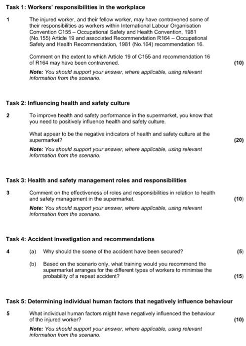 Health and safety management roles and responsibilities in supermarket