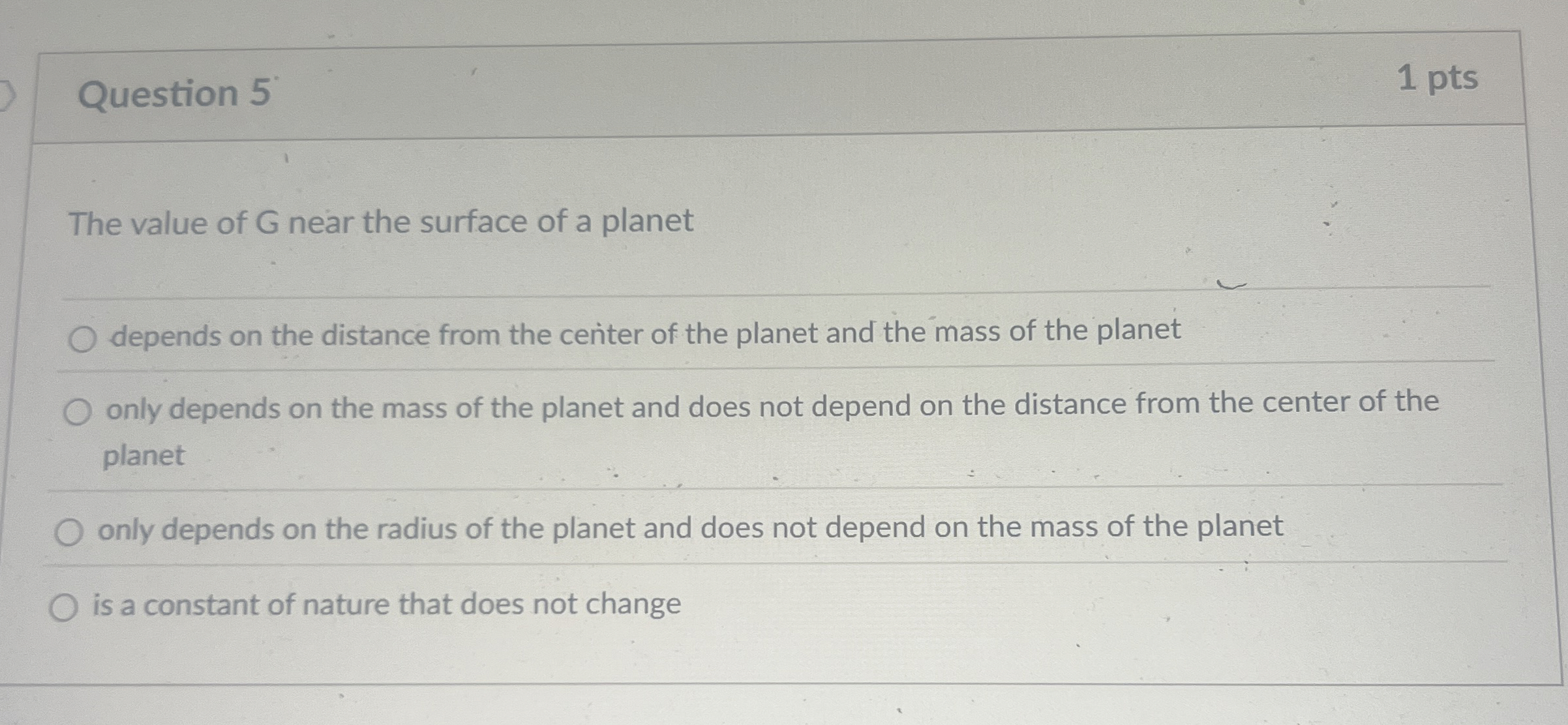 Solved Question 5The value of G near the surface of a | Chegg.com