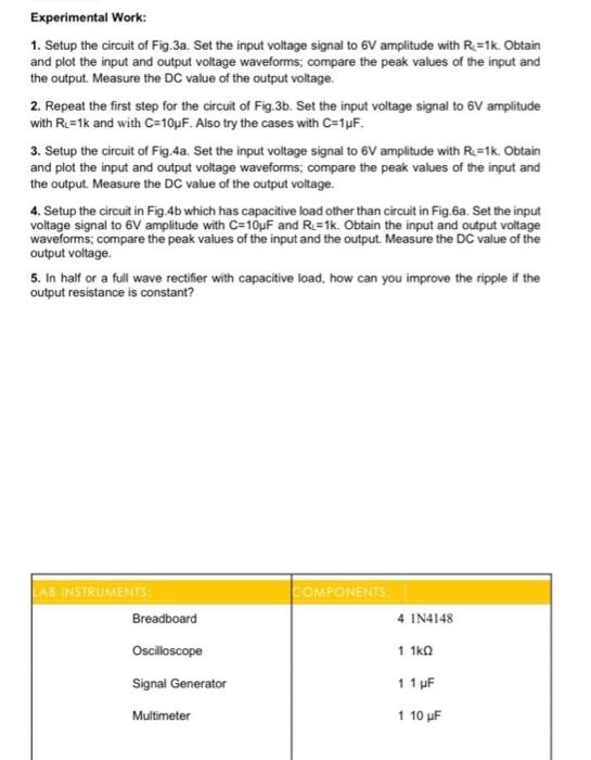 Solved Preliminary Work: 1. For the half wave rectifier | Chegg.com