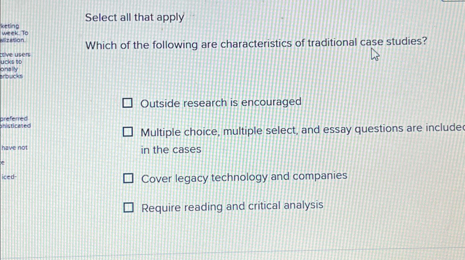 Solved Select all that applyWhich of the following are | Chegg.com