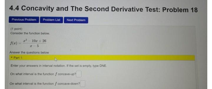 Solved 4.4 Concavity and The Second Derivative Test: Problem | Chegg.com