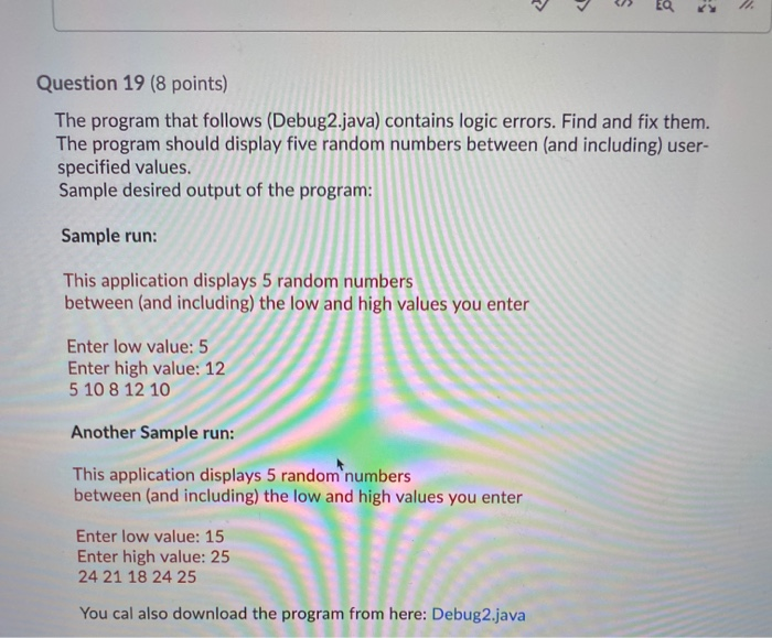 Solved EQ Question 19 (8 points) The program that follows | Chegg.com