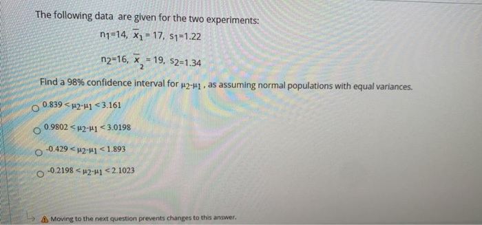 Solved The following data are given for the two experiments: | Chegg.com