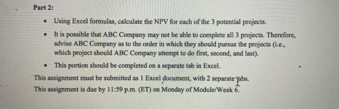 Solved Part 2: ABC Company's Management Is Also Considering | Chegg.com