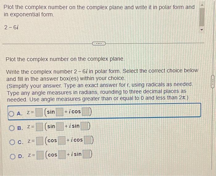 Solved Plot the complex number on the complex plane and | Chegg.com