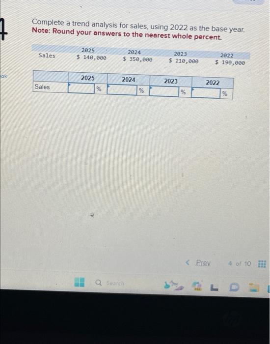 Solved Complete a trend analysis for sales, using 2022 as | Chegg.com