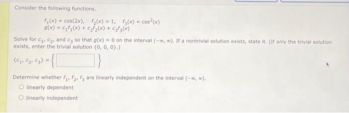 Solved Consider The Following Functions