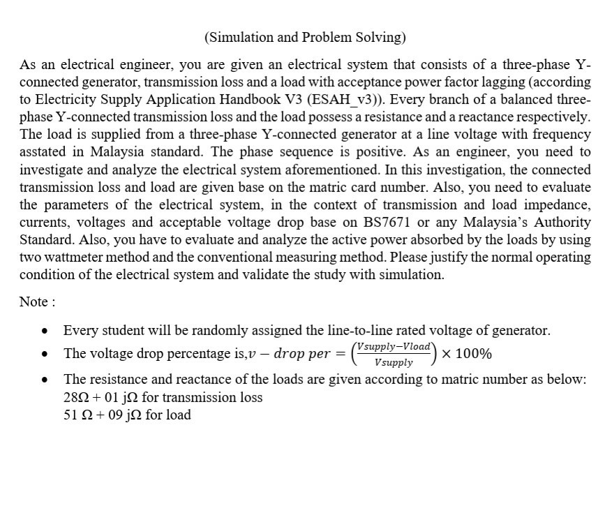 (Simulation and Problem Solving) As an electrical