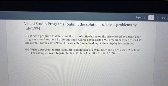 Solved Visual Studio Programs (Submit the solutions of these | Chegg.com