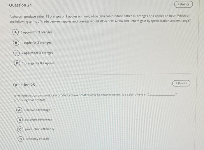 Solved Question 24 4 Points Alpha can produce either 18