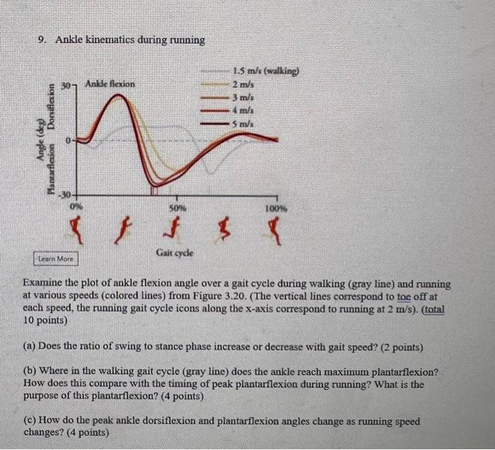 Solved 9. Ankle kinematics during running Examine the plot