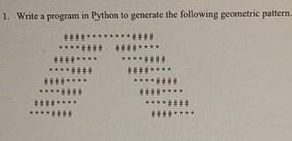 Solved 1. Write a program in Python to generate the | Chegg.com