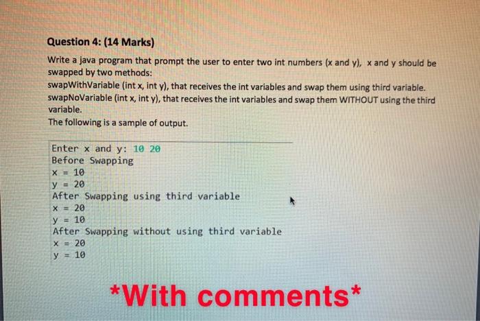Solved Question 4: (14 Marks) Write a java program that | Chegg.com
