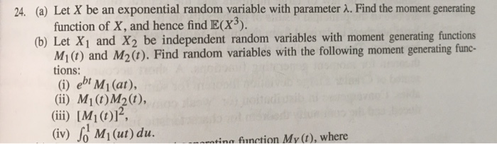 Solved 24. (a) Let X be an exponential random variable with | Chegg.com