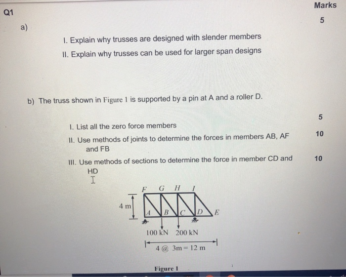 Solved Marks 1. Explain why trusses are designed with