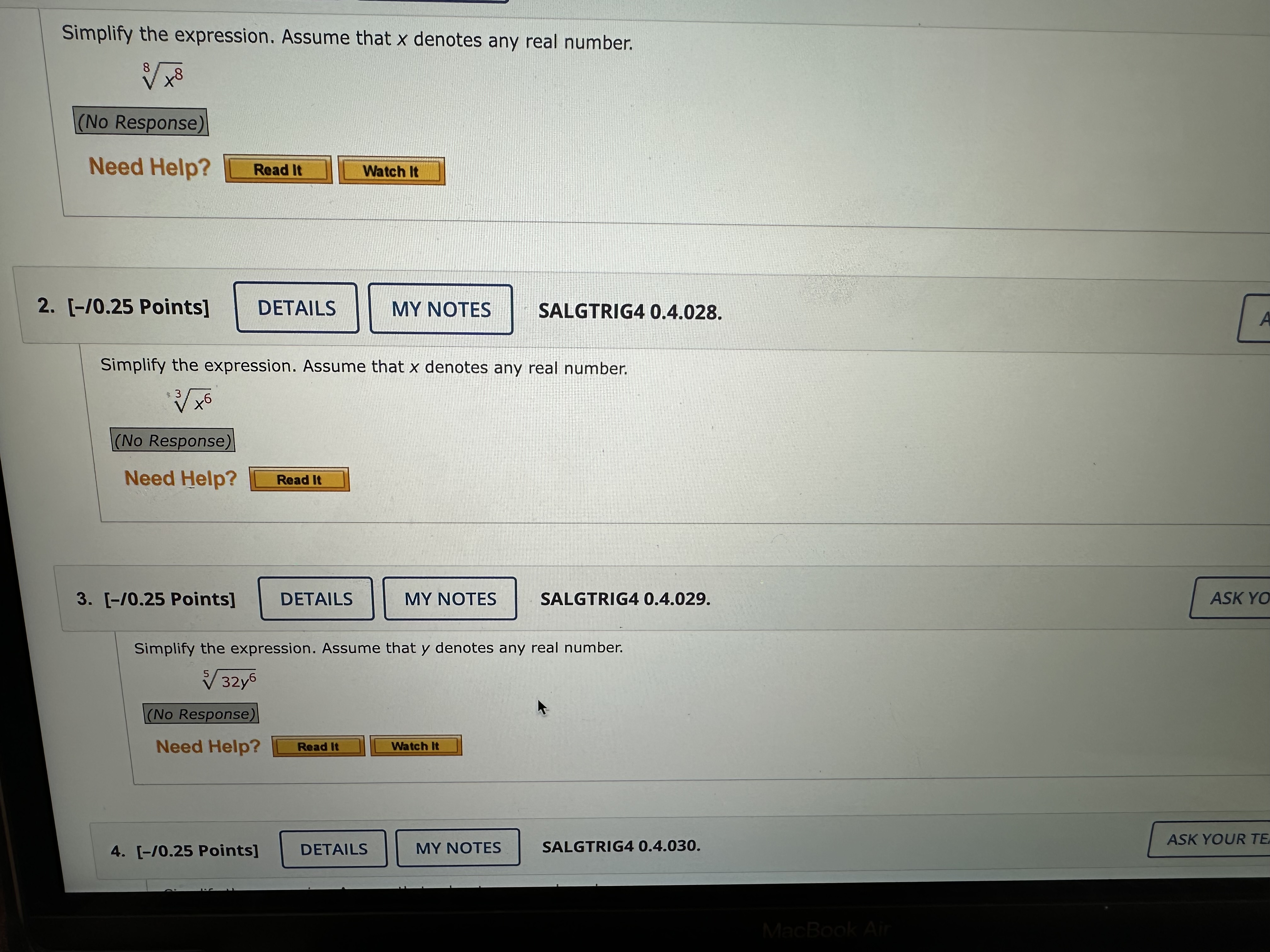 Solved Simplify the expression. Assume that x ﻿denotes any | Chegg.com