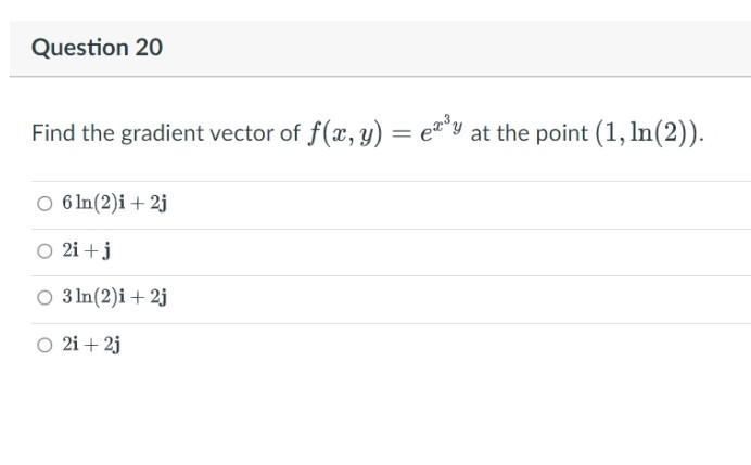 Solved Find the gradient vector of f(x,y)=ex3y at the point | Chegg.com