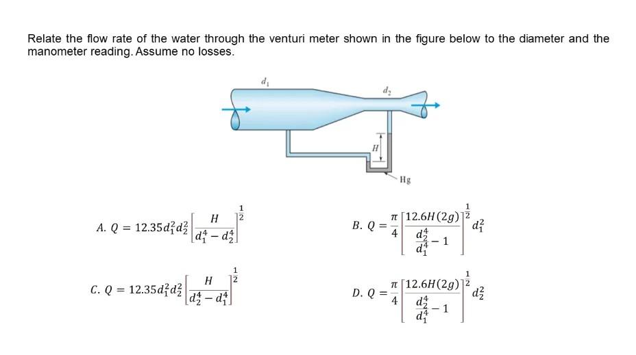 Solved Relate the flow rate of the water through the venturi | Chegg.com