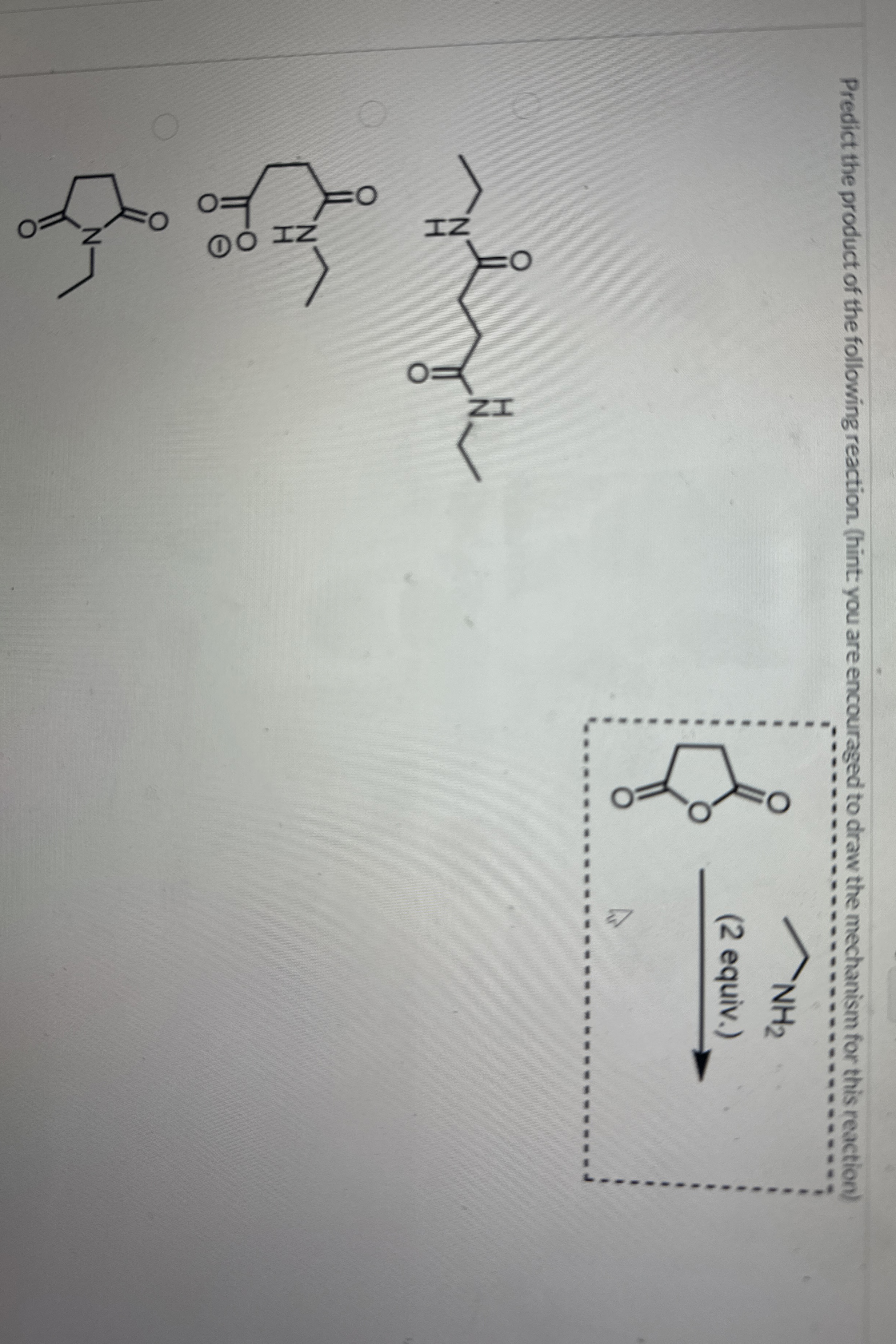 Predict the product of the following reaction. (hint