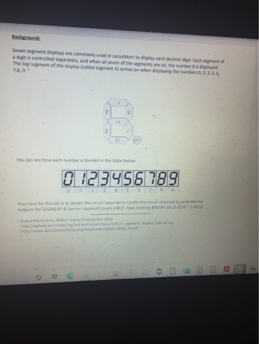 Solved Background: Seven segment displays are commonly used | Chegg.com