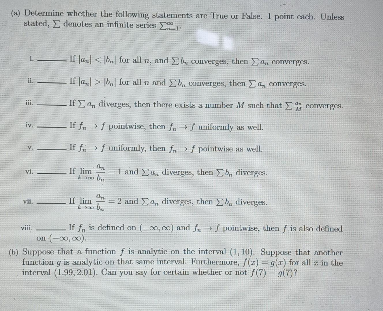 Solved (a) Determine whether the following statements are | Chegg.com