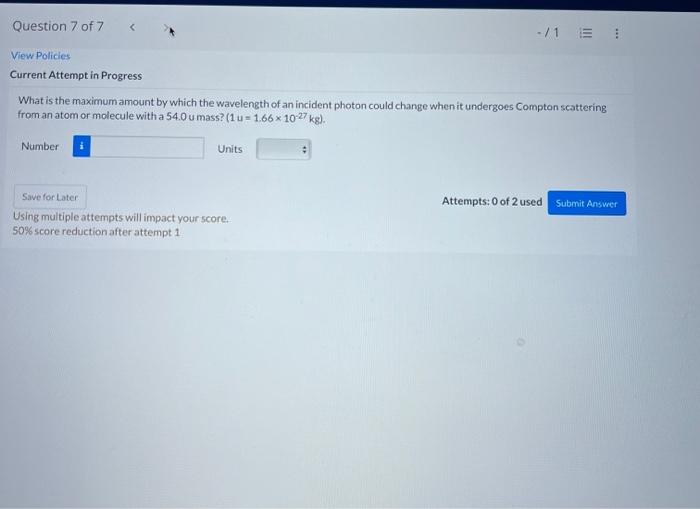 Solved Question 6 of 7 6 7C -71 View Policies Current | Chegg.com
