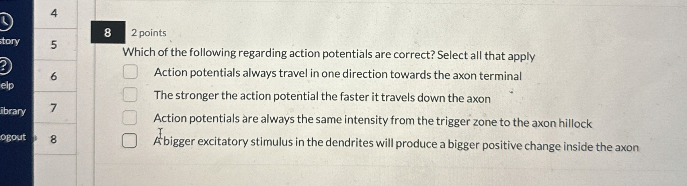 Solved Which of the following regarding action potentials | Chegg.com