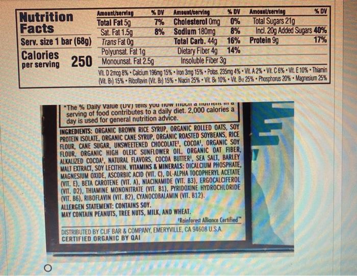 Amount/serving % DV Amount/serving %DV Amount/serving Nutrition % DV Total Fat 59 7% Cholesterol Omg 0% Total Sugars 219 Fact