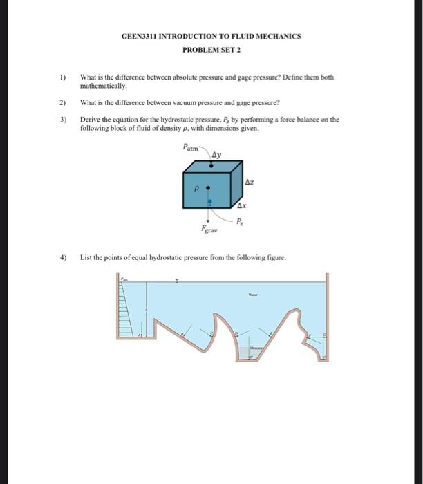 Solved 1) What is the difference between absolute pressure | Chegg.com