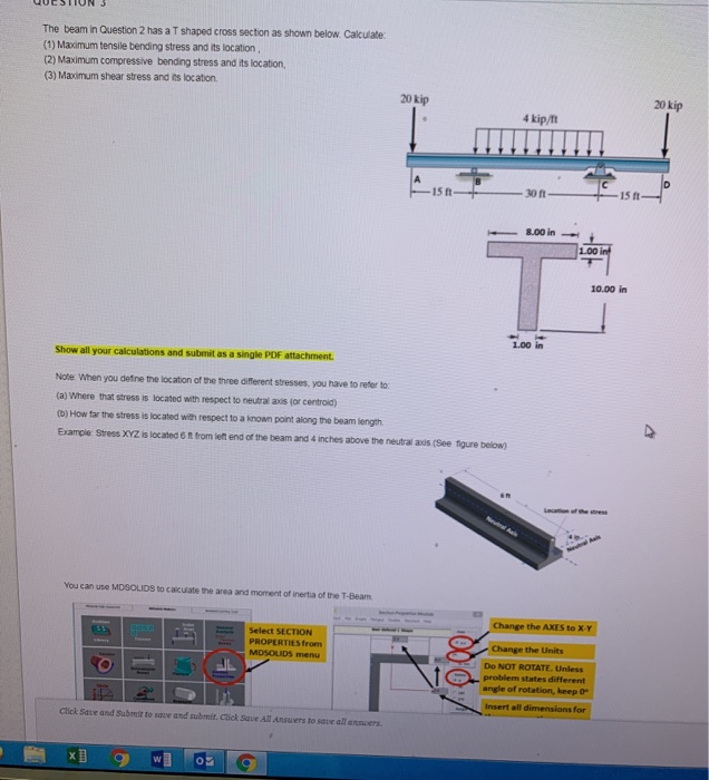 Solved QUESTION 3 The beam in Question has a shaped cross | Chegg.com