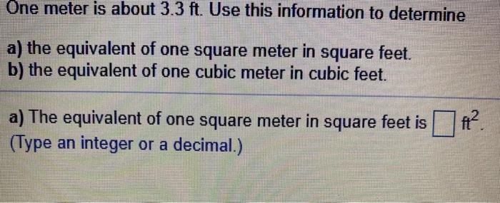 One meter hotsell square feet