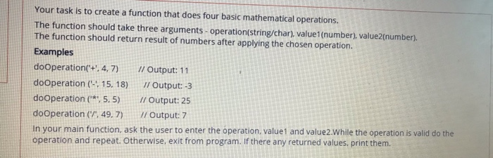 Solved Your task is to create a function that does four | Chegg.com