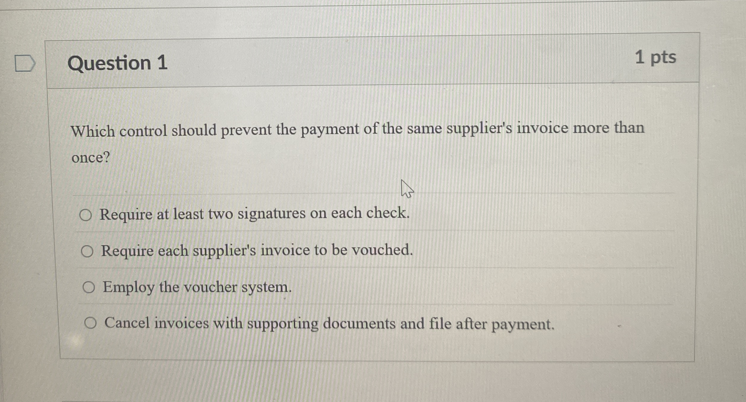 Solved Question Pts Which Control Should Prevent The